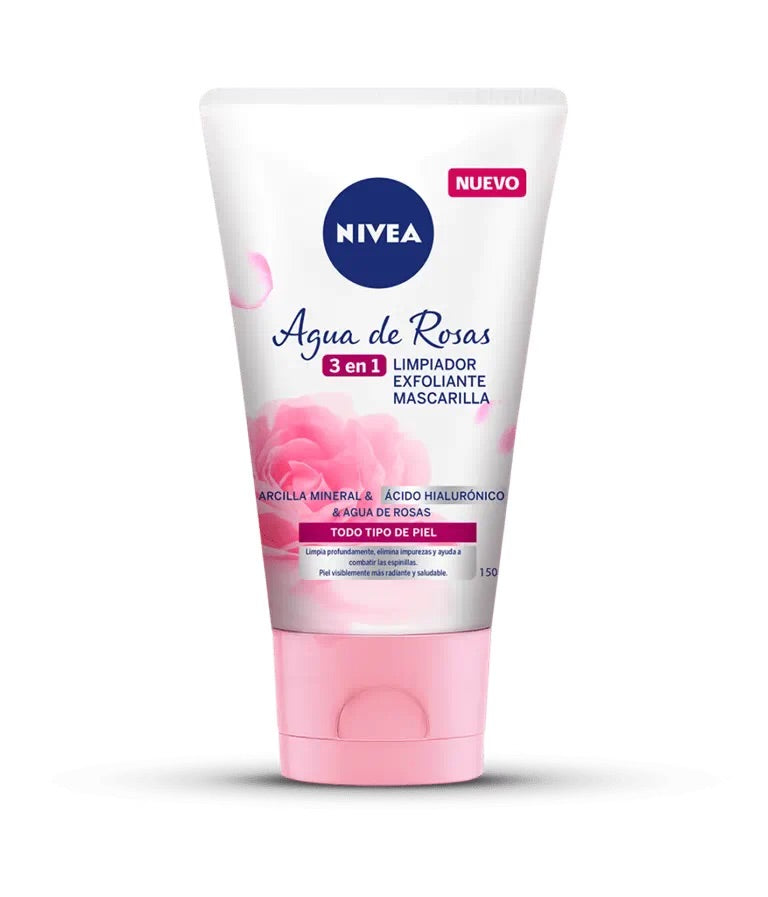 Nivea Agua de Rosas 3in1: Face Wash, Mask, Exfoliator