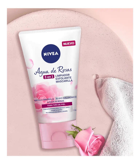 Nivea Agua de Rosas 3in1: Face Wash, Mask, Exfoliator