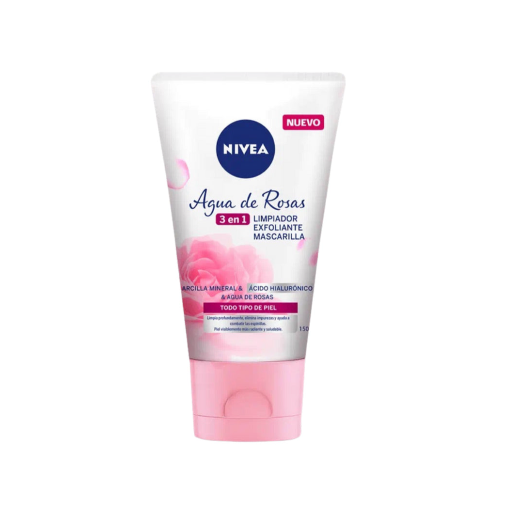Nivea Agua de Rosas 3in1: Face Wash, Mask, Exfoliator