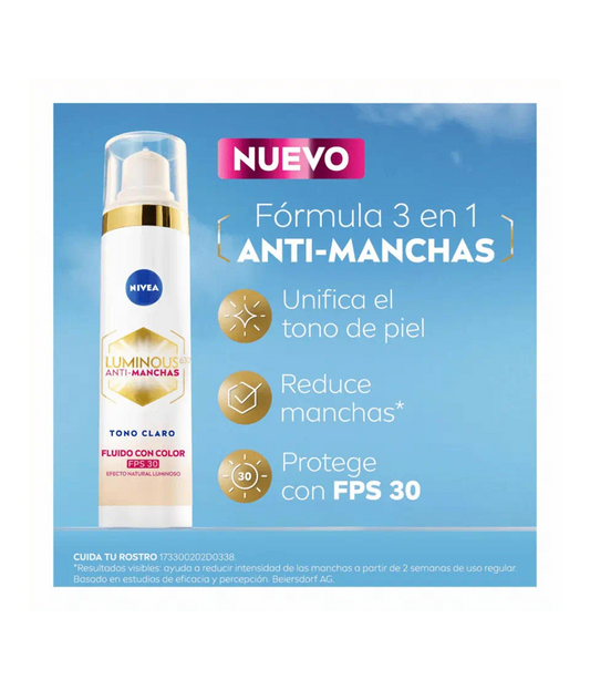 Nivea Luminous 630º Anti-Manchas Fluido con Color SPF 30 Tono Claro
