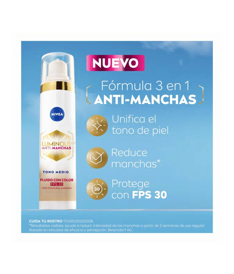Nivea Luminous 630º Anti-Manchas Fluido con Color SPF 30 Tono Medio