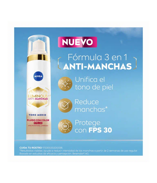 Nivea Luminous 630º Anti-Manchas Fluido con Color SPF 30 Tono Medio