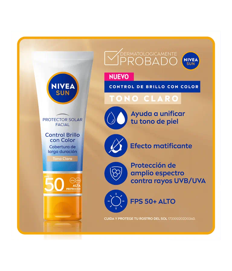 Nivea Protector Solar Control de Brillo 50ml SPF 50 Tono Claro