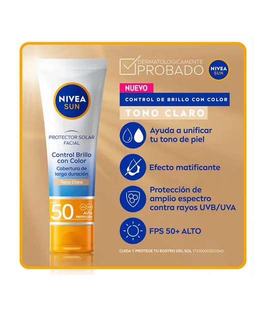 Nivea Protector Solar Control de Brillo 50ml SPF 50 Tono Claro