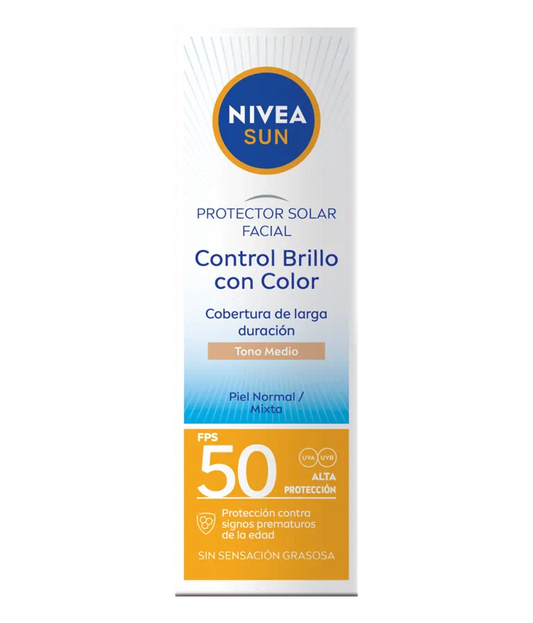 Nivea Protector Solar Control de Brillo 50ml SPF 50 Tono Medio