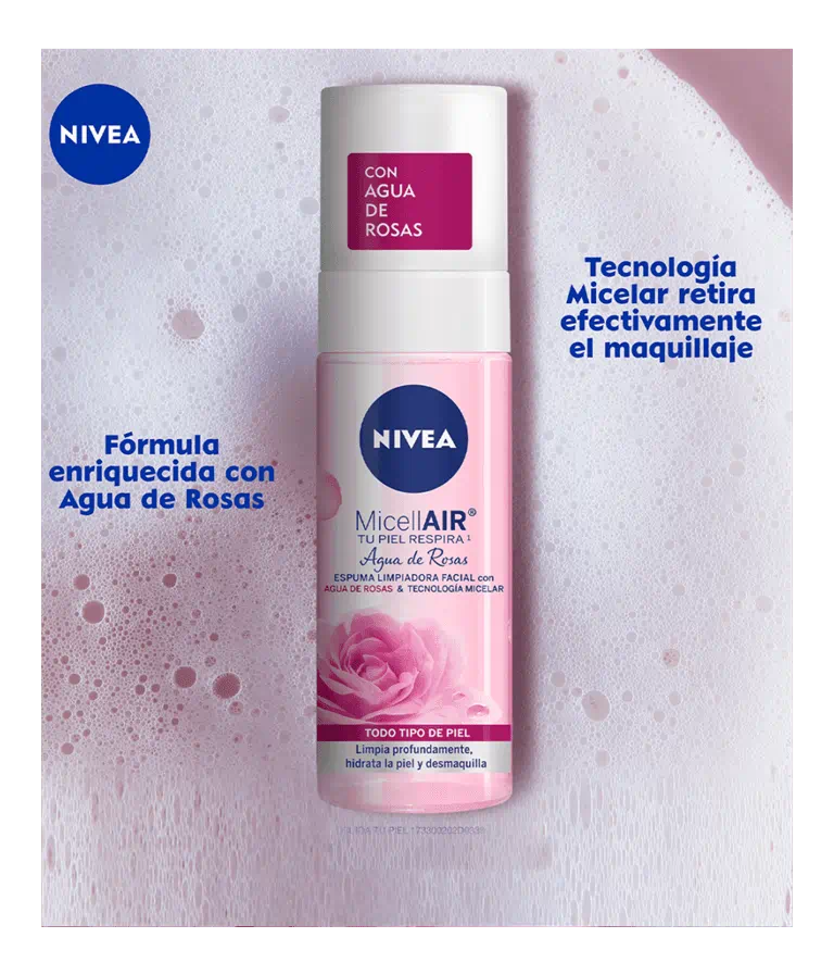 Nivea Agua de Rosas Face Wash 150ml - Foam Hydrating Facial Cleanser Daily Soothing