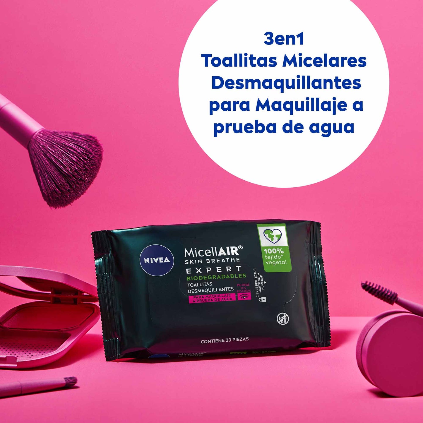 Toallas desmaquilladoras para piel sensible 20pc