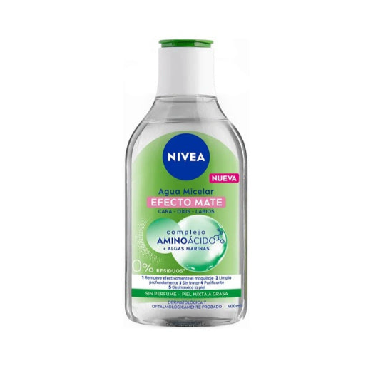 Agua Micelar Nivea Efecto Mate AminoAcido Algas Marinas 400 Ml