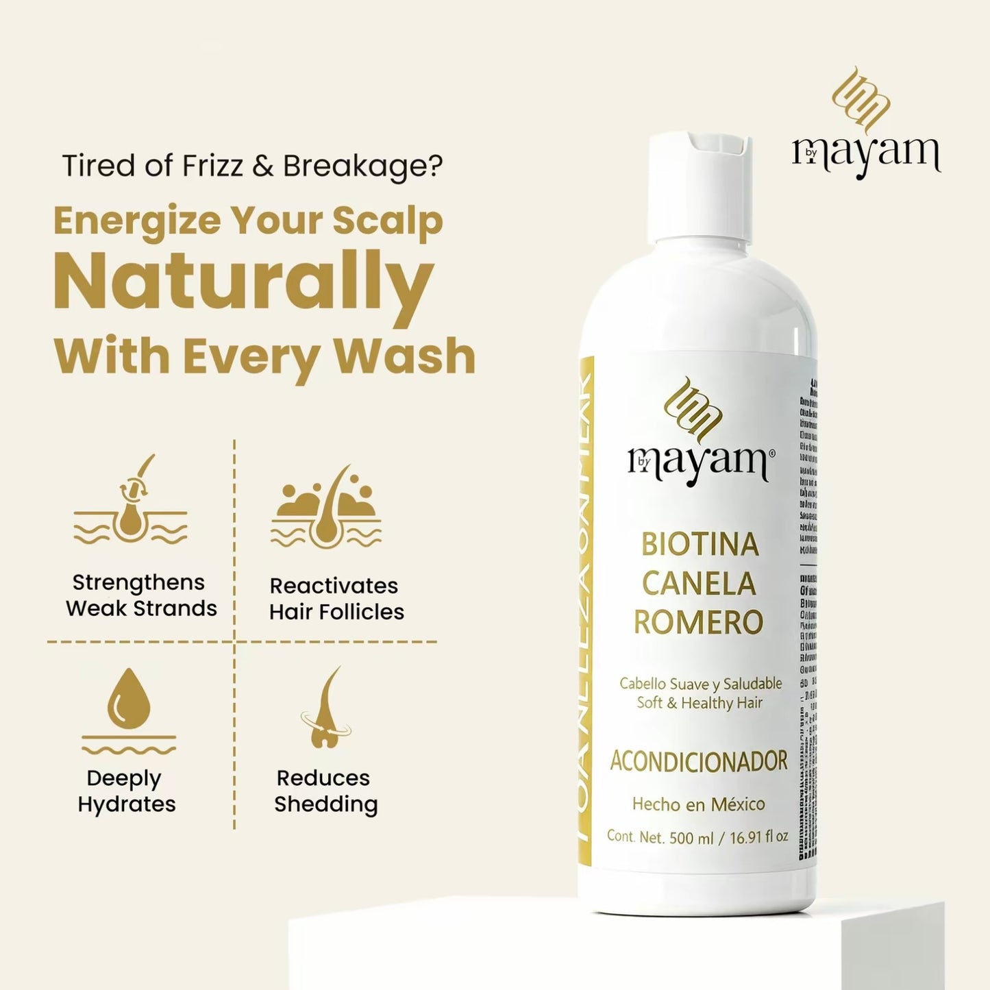Mayam Beauty Holiday Hair Growth Bundle 5-Piece Set with Biotin Cinnamon Rosemary & Argan Oil Made in Mexico