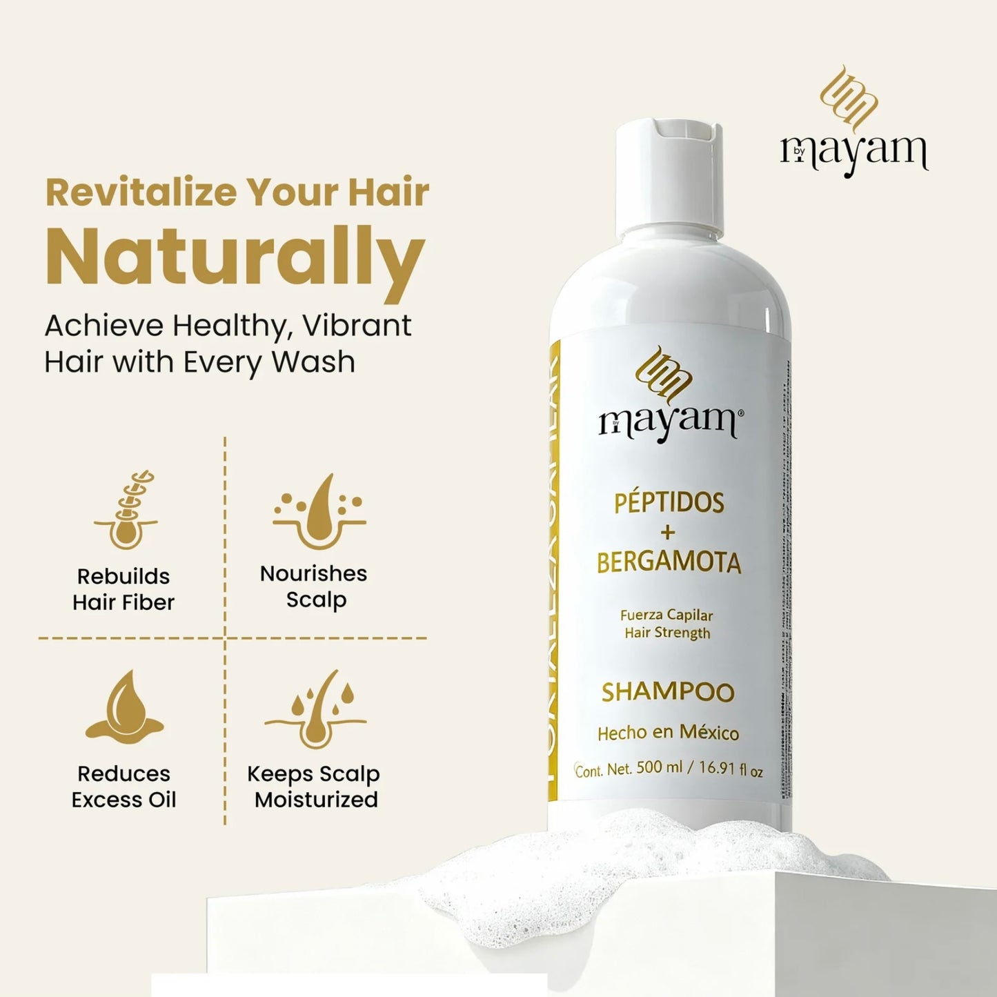 Mayam Beauty Holiday Hair Growth Bundle 5-Piece Set with Biotin Cinnamon Rosemary & Argan Oil Made in Mexico