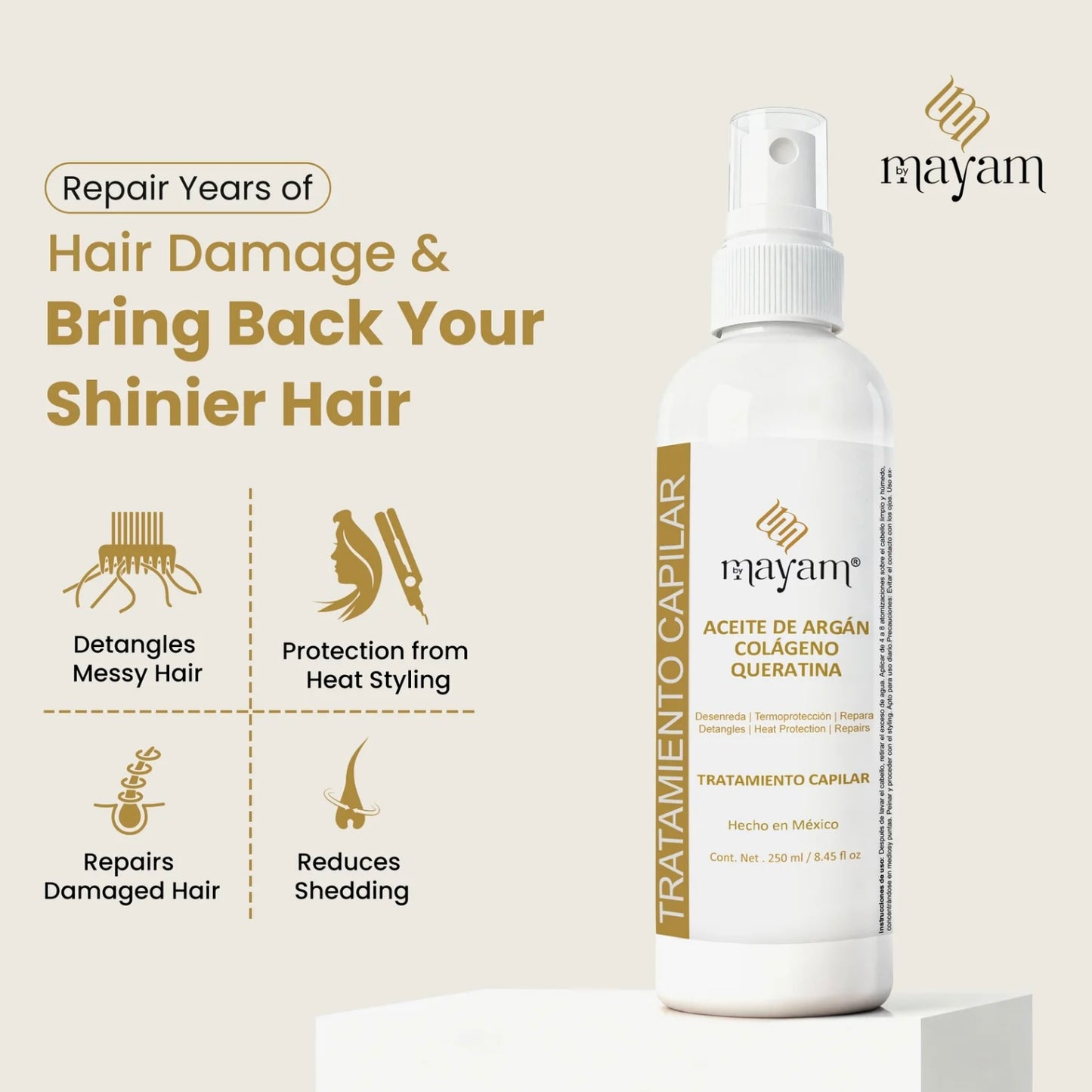 Mayam Beauty Holiday Hair Growth Bundle 5-Piece Set with Biotin Cinnamon Rosemary & Argan Oil Made in Mexico
