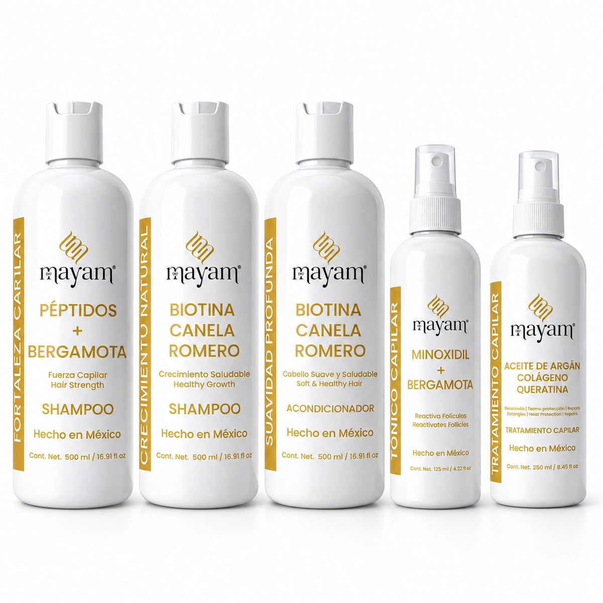 Mayam Beauty Holiday Hair Growth Bundle 5-Piece Set with Biotin Cinnamon Rosemary & Argan Oil Made in Mexico