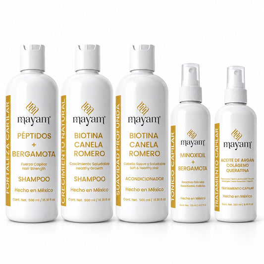 Mayam Beauty Holiday Hair Growth Bundle 5-Piece Set with Biotin Cinnamon Rosemary & Argan Oil Made in Mexico